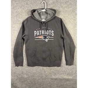 New England Patriots NFL Fanatics Pro Line Gray Full Zip Hoodie Mens Large